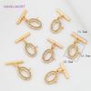 18K Real Gold Plated Heart/Round/Oval Shape OT Buckle Inlaid Zircon Toggle Clasps Hooks Connectors DIY Pearl Jewelry Accessories