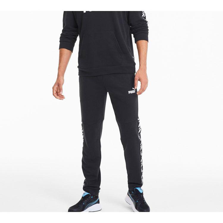 Puma Logo Print Slim Fit Knit Joggers Men Bottoms Black 582805-01