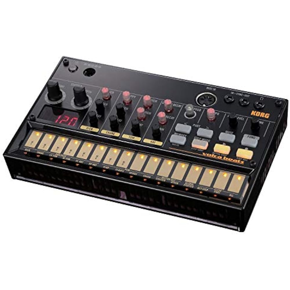 KORG Аналоговая драм-машина, volca beats, 16-шаговый секвенсор, питание от батарей, встроенный динамик, ч...