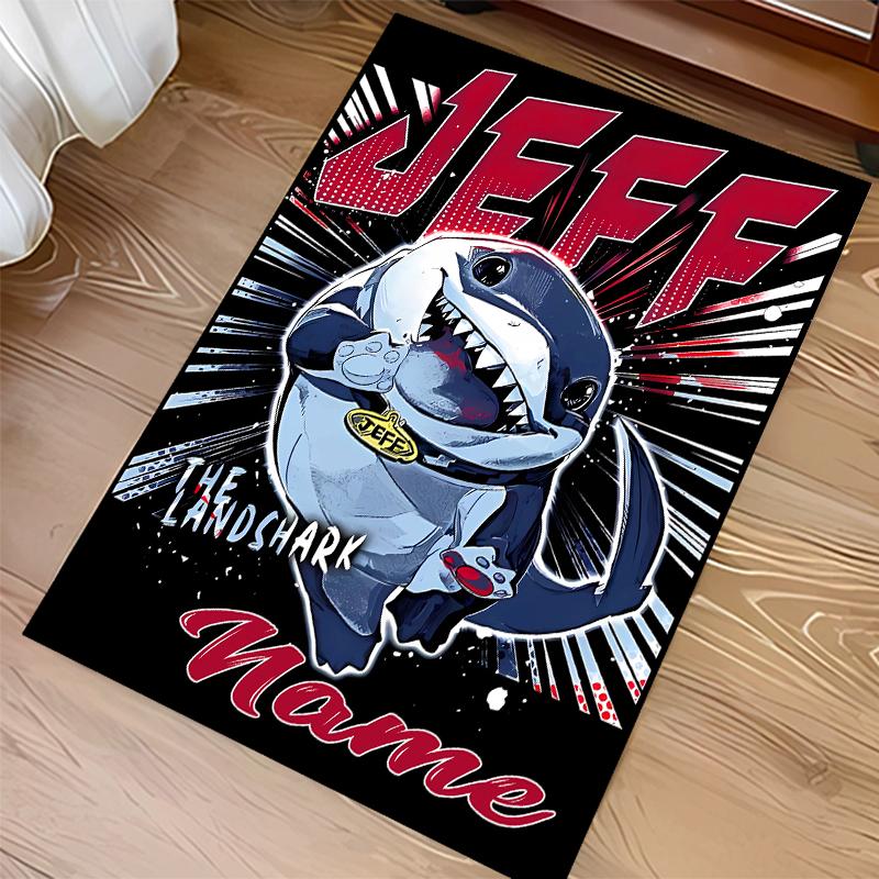 Custom personalization Jeff the Land Shark Print Area Rug - Soft, Washable Non-Slip Indoor Mat,Living Room,Home&Office Decorative Rug