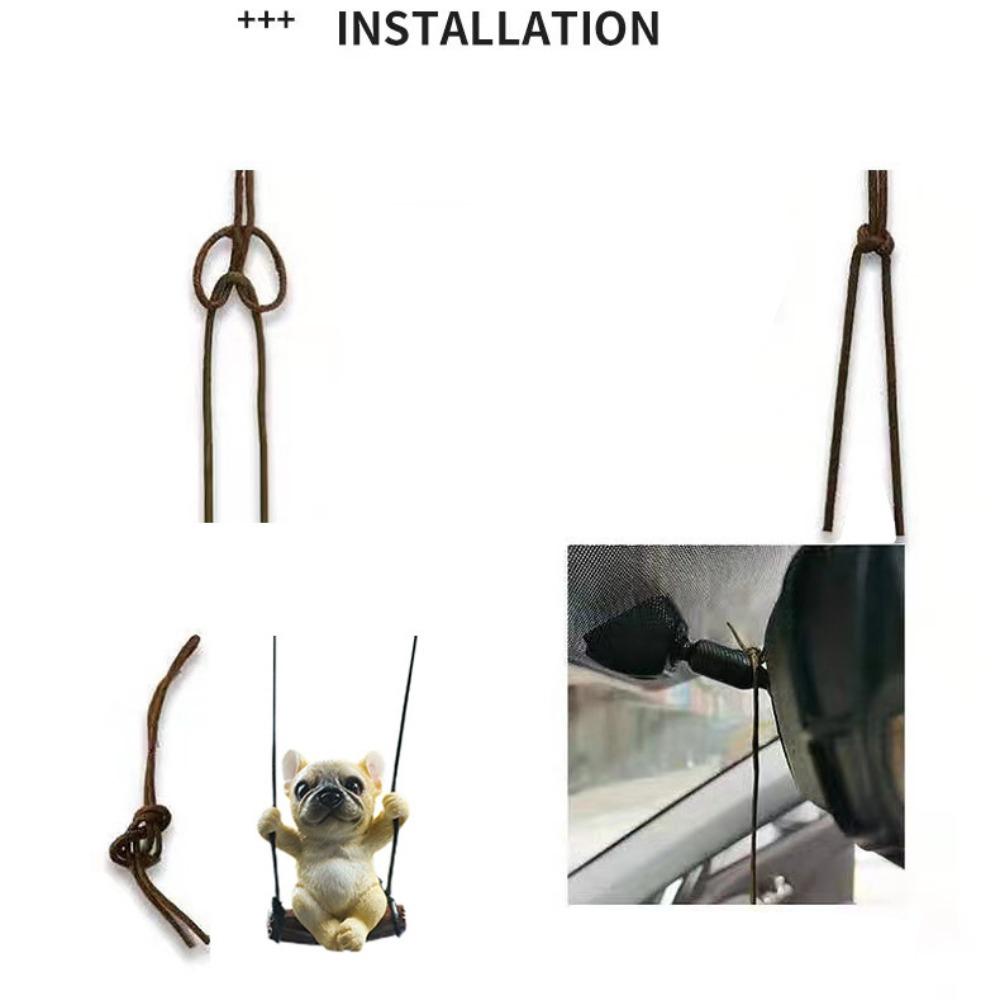 Милая собака зеркало заднего вида украшения аниме автомобиль подвесное украшение качели бульдог кулон