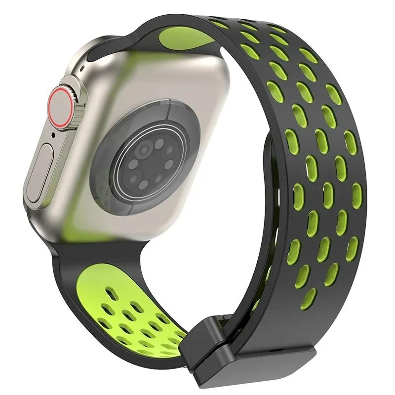 Магнитный силиконовый ремешок для Apple Watch Band Ultra 3 2 49мм 45мм 41мм Браслет для iWatch Series 11 10 9 8 7 6 SE 5 4 3 38мм 46мм 42мм 44мм
