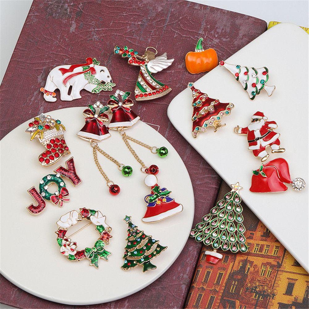 Tree New Year Garland Santa Claus Jewelry Gift Christmas Brooches Pin Christmas Decoration