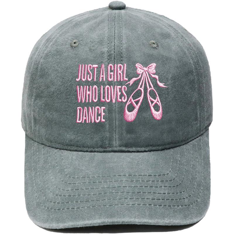 Bow dance shoes letter embroidery baseball cap washed retro dad hat men's and women's casual versatile sun hat