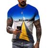 Fashion New 3D Printed Airplane Graphic T Shirts For Men Summer Trend Casual Fun Round Neck Short Sleeve Streetwear Tees Tops