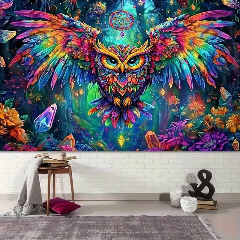2D Flat Printing Dreamcatcher Owl Backdrop for Spiritual and Bohemian Photoshoot