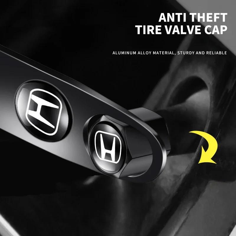 New 4Pcs Car Wheel Tire Valve Caps Air Stem Covers Accessories For Honda Civic Jazz Accord Pilot Passport Stepwgn CRV BRV HRV cwvc57