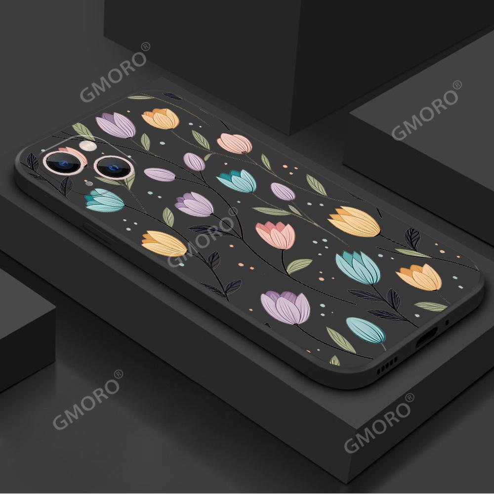 Летний полноэкранный цветной чехол-тюльпан для мобильного телефона iPhone17, для девушек, высокой стоимости, Apple 16, женский силиконовый мягкий чехол