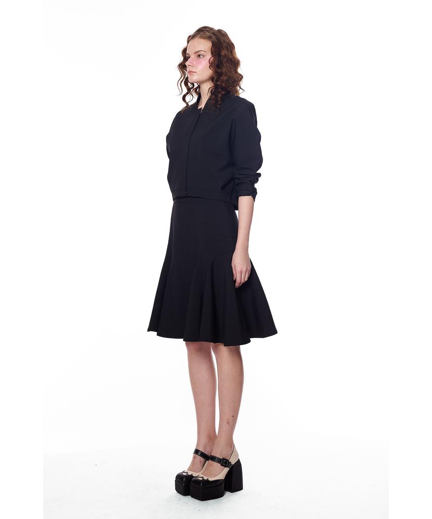 Greedius Side Seam Ruffle Midi Skirt