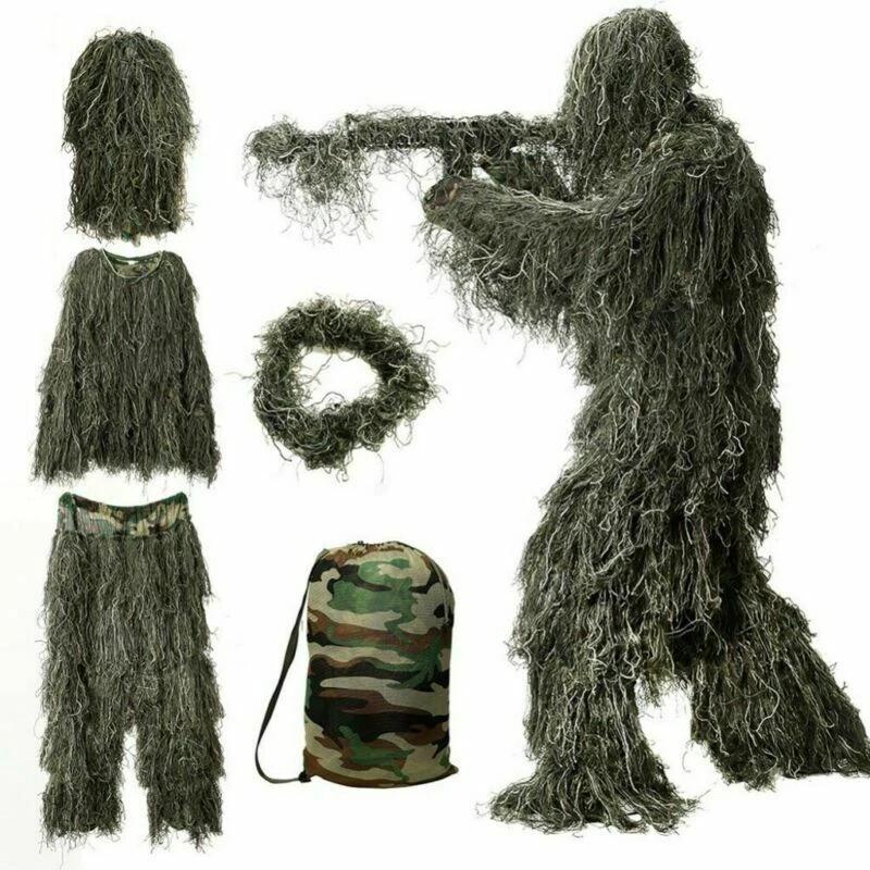 3D охотничий костюм Ghillie, снайперская тактическая военная камуфляжная одежда, армейская одежда для стрельбы в джунглях, уличный костюм для наблюдения за птицами