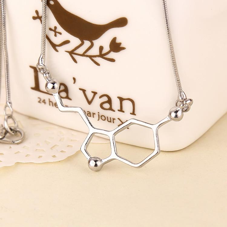 Dopamine Molecule Necklace: Popular Science Jewelry for Students - Love Equation Design