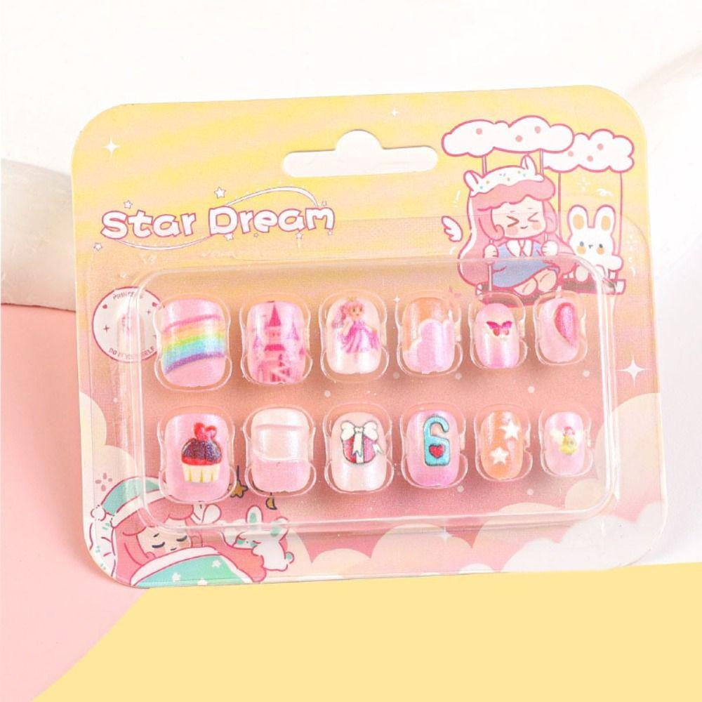 Cute Children Nail Patches Short Press on Nails Fashion False Nails  for DIY