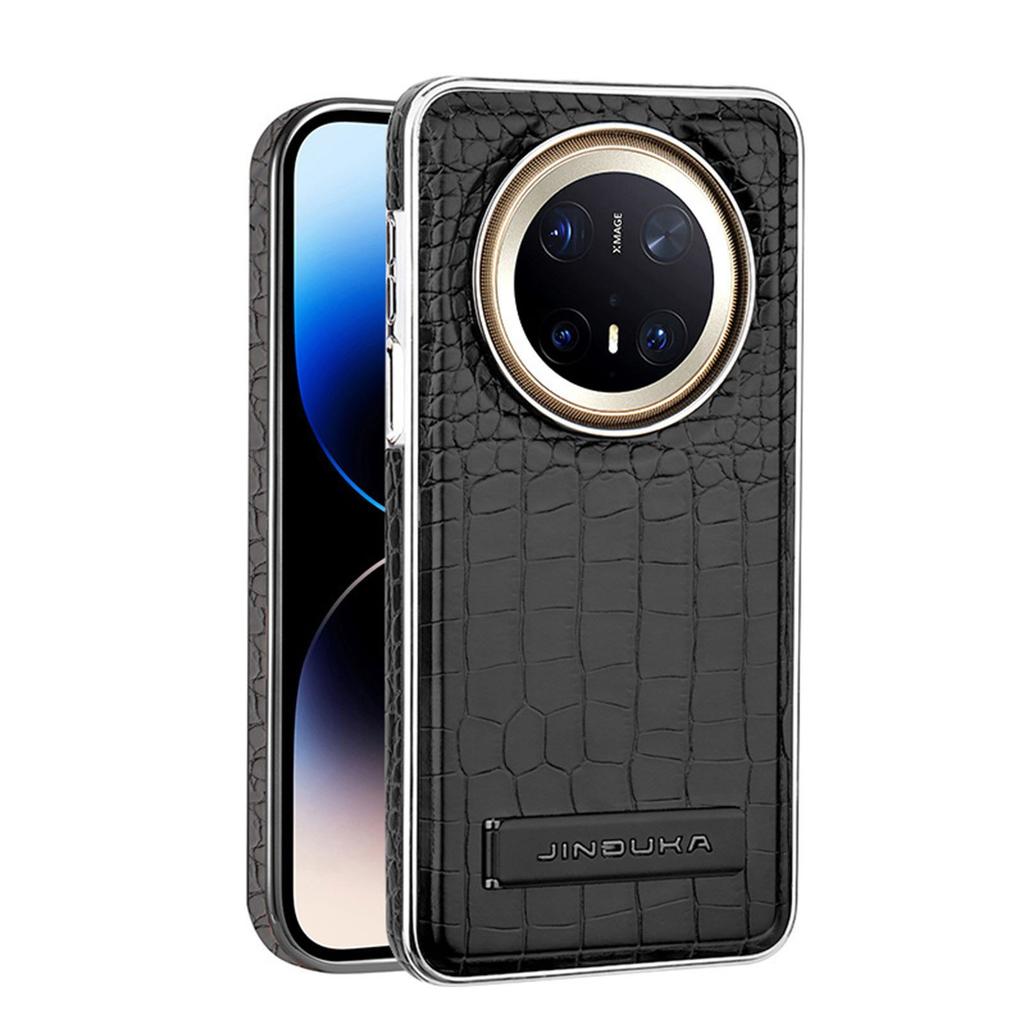 For Huawei Mate 70 Pro Plus Electroplated Crocodile Texture Leather Magnetic Phone Case Shell Mate 60 Pro+ Bracket Stand Cover