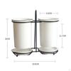 Chopsticks Cage Holder Ceramic Draining Organizer Practical Home Multifunctional 2 Cups