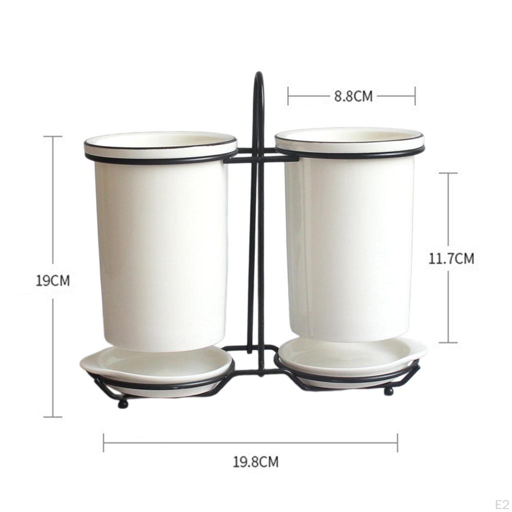 Chopsticks Cage Holder Ceramic Draining Organizer Practical Home Multifunctional 2 Cups