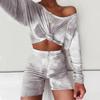 Women's Summer Casual Pants Long Sleeve Round Neck Top Suit