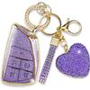 Key Fob Cover With Diamond Heart Keychain Car Key Shell Compatible With -2024 Chevy Tahoe Suburban GMC Yukon Denali Silverado Buick Full Protector