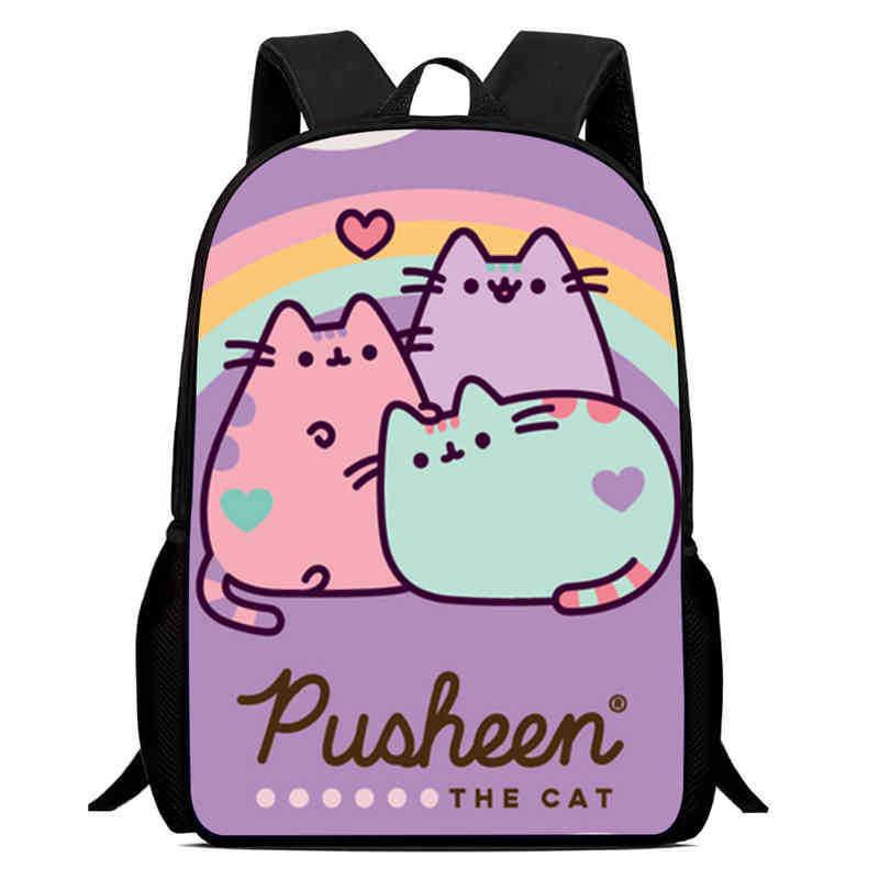 Детский рюкзак Pusheen Cat из ткани Оксфорд, дышащий, прочный, легкий, школьная сумка для учеников начальной школы