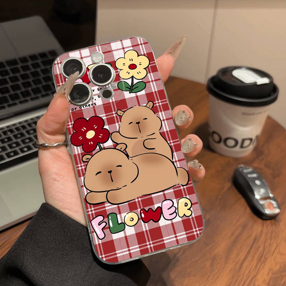 Cartoon Capybara Transparent Soft Phone Case For IPhone 15 12 14 16 17 13 Plus 11 Pro Max 13 Pro