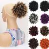 African Curly Hair Bun Donut Chignon Scrunchie Wrap Afro Puff Black Synthetic Hairpiece for Women Daily Use