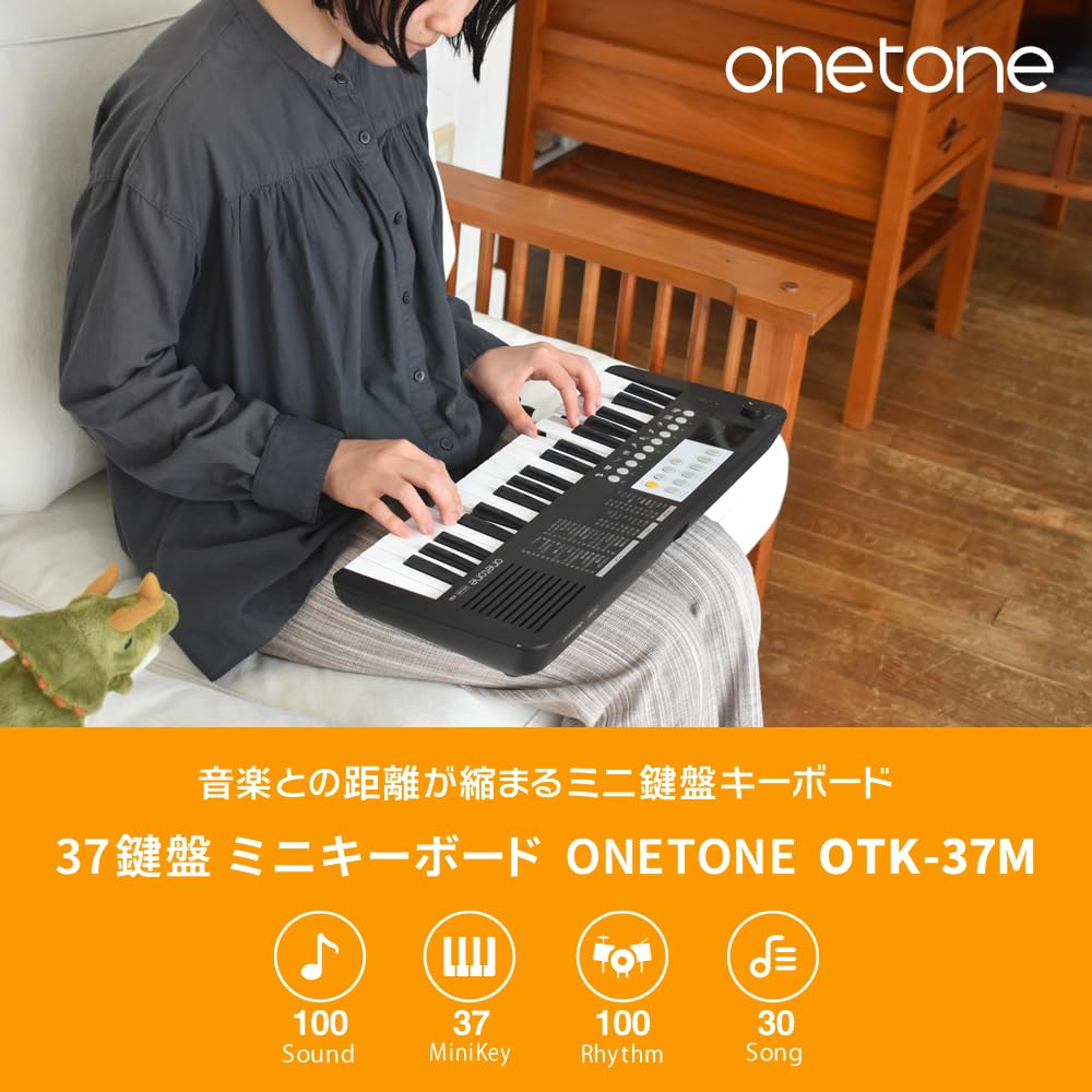 ONETONE One Tone Electronic Keyboard Mini 37 Keys with LED Display Compatible Japanese Writing Cable USB-MIDI OTK-37M/WH (USB Included)