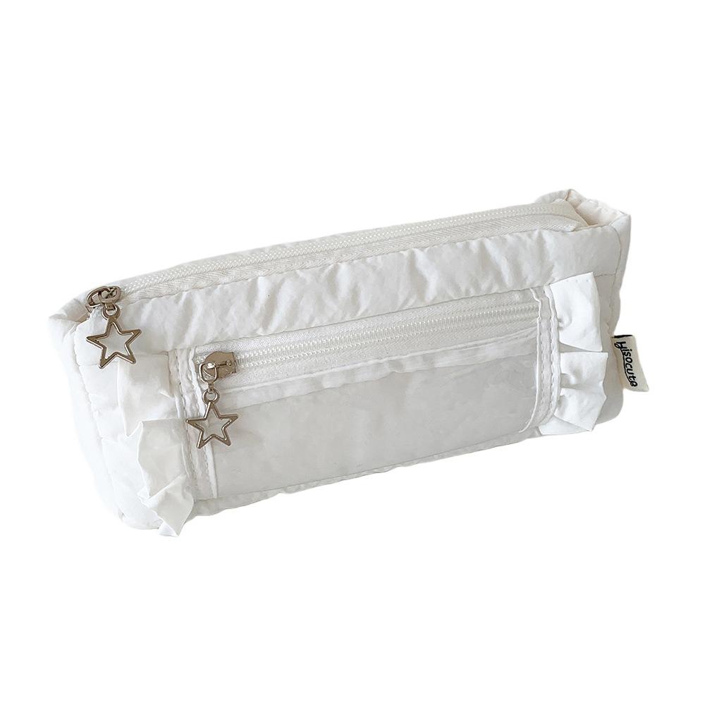 Ruffled Edge Ruffled Pencil Case Star Zipper Pencil Pouch Korean Ruffled Stationery Bag  Office