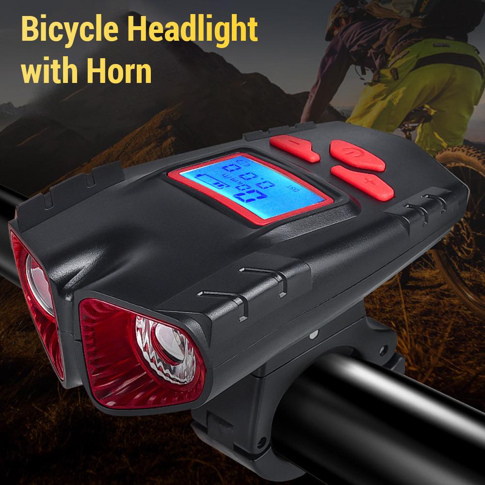 Велосипедный головной фонарь со спидометром, беспроводной звуковой сигнал, 2000 мАч, водонепроницаемый велосипедный спидометр