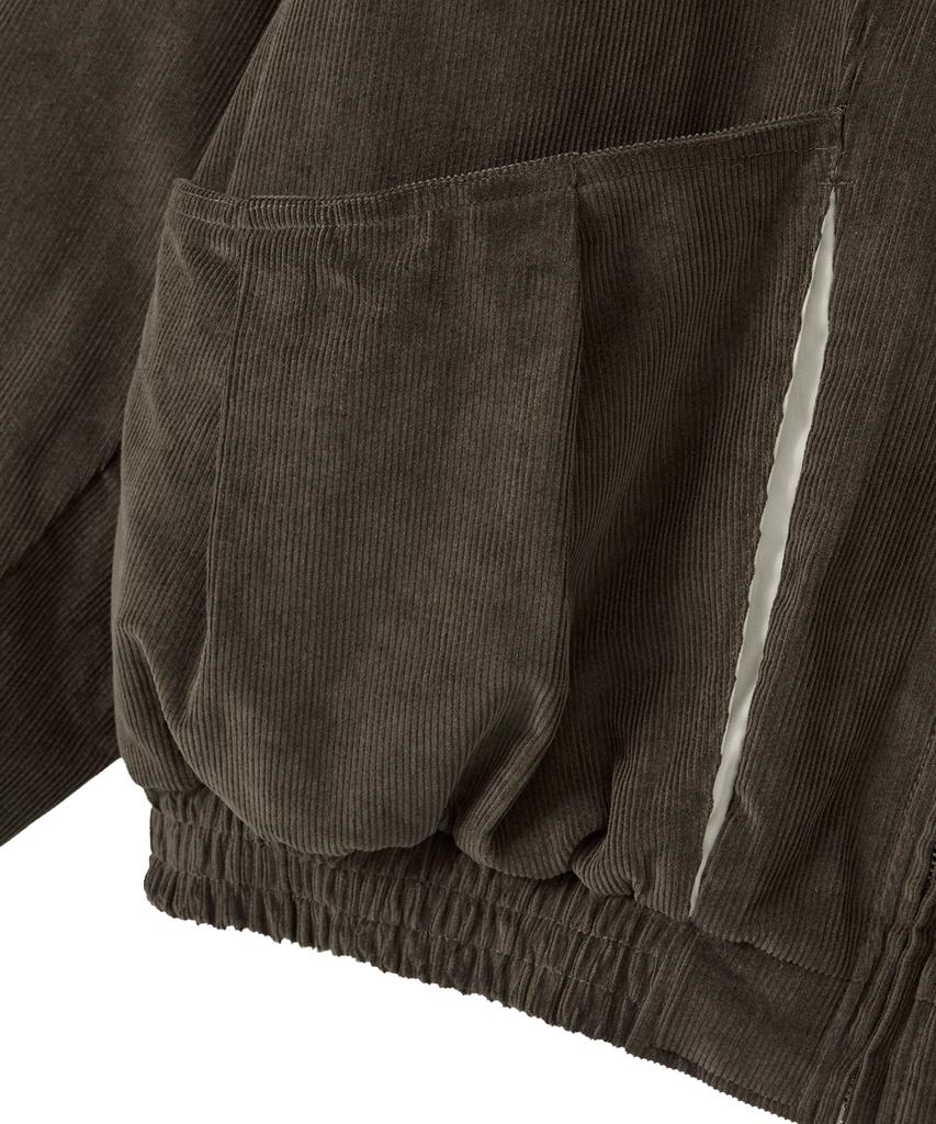 Wooalong Corduroy Contrast Quilted Blouson - Brown