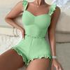 Ruffle Trim Camisole Shorts Set Ribbed Loungewear Set Homewear Two-Piece Pajama Set  Summer Season