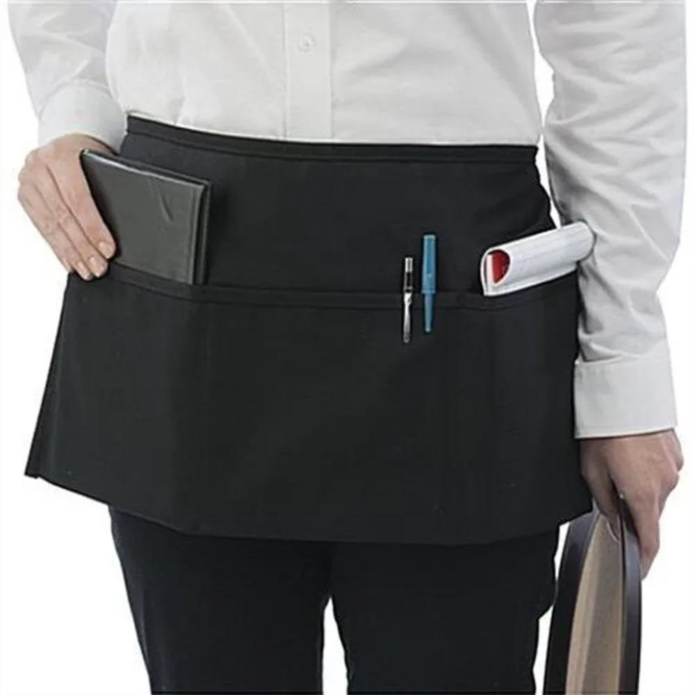 Black Half Apron Waterproof Server Apron Short Aprons Waist Apron  Men