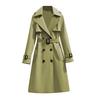 Women's Trench Coat Double-Breasted Classic Lapel Overcoat Windproof Long Belted Jacket Fall Outerwear with Pockets