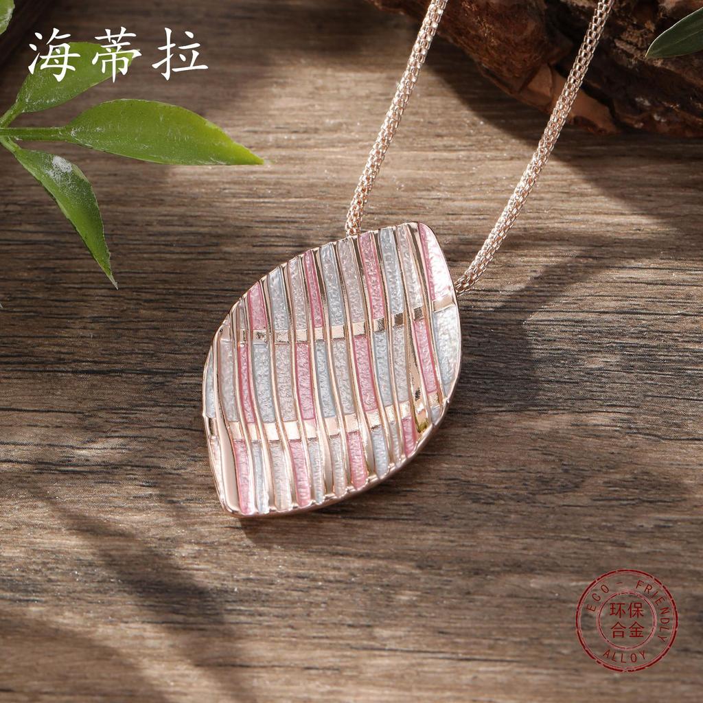 Новая цветная масляная живопись геометрический кулон в виде листа, персонализированный женский универсальный кулон в виде листа