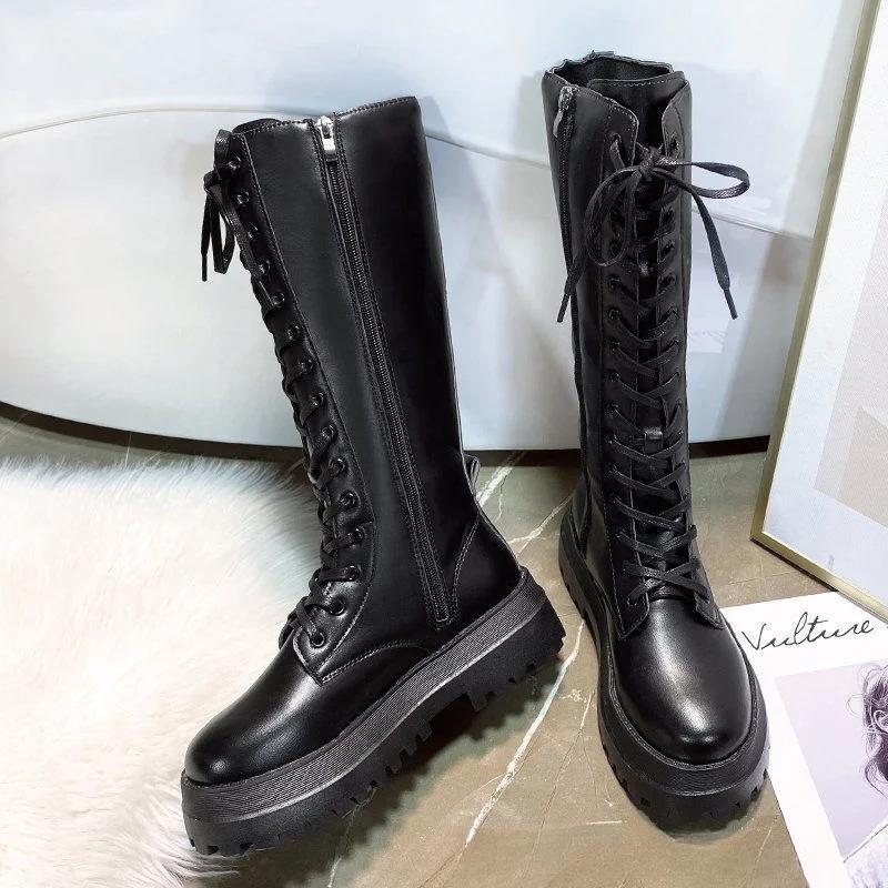Women New Winter Long Boots Outdoor Non Slip Walking Shoes Fashion Zipper Thick Soled Boot Casual Comfort Female Shoe Botas Muje