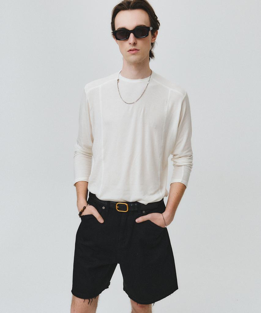 NOIRER Wool Tencel Incision T-Shirt (Ivory)