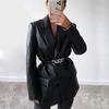 Autumn and Winter New Women's Solid Color Suit Jacket Fashion Casual Leather Jacket