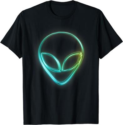 Инопланетная голова Космический рейв EDM музыка Инопланетная футболка Забавная подарочная футболка Графические футболки с индивидуальной печатью Топы Футболки Мужская одежда Аниме одежда