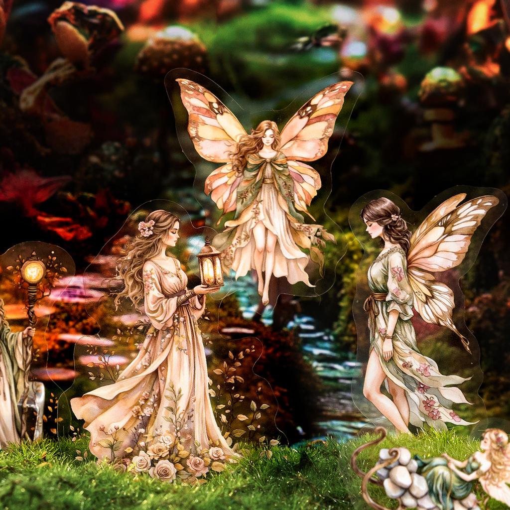 40 Sheets Gothic Magic Character Sticker Pack Dark Retro Theme Vintage PET Stickers For Scrapbooking DIY Craft Decoration