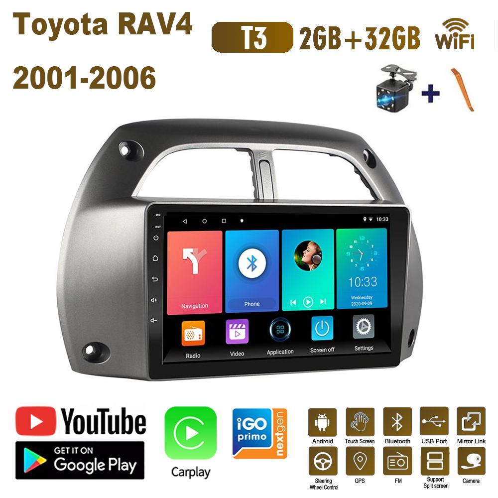 Автомобильный радиоприемник на базе Android Carplay для Toyota RAV4 2001-2006, автомобильный мультимедийный видеоплеер, GPS-навигация, WIFI, 2 + 32 ГБ