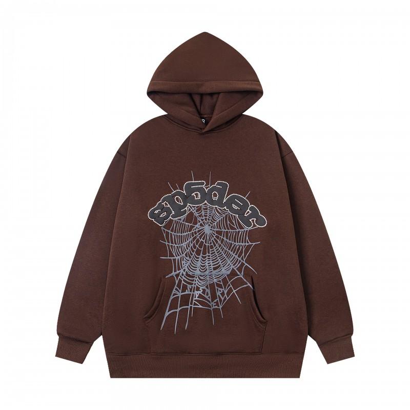 Unisex Oversized Hoodie With Spiderweb Print Fleece-Lined Cotton Blend Streetwear Style