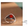 Adjustable Open Ring With Red Agate Geometric Heart Design Vintage Boho Style Copper Jewelry Women Men