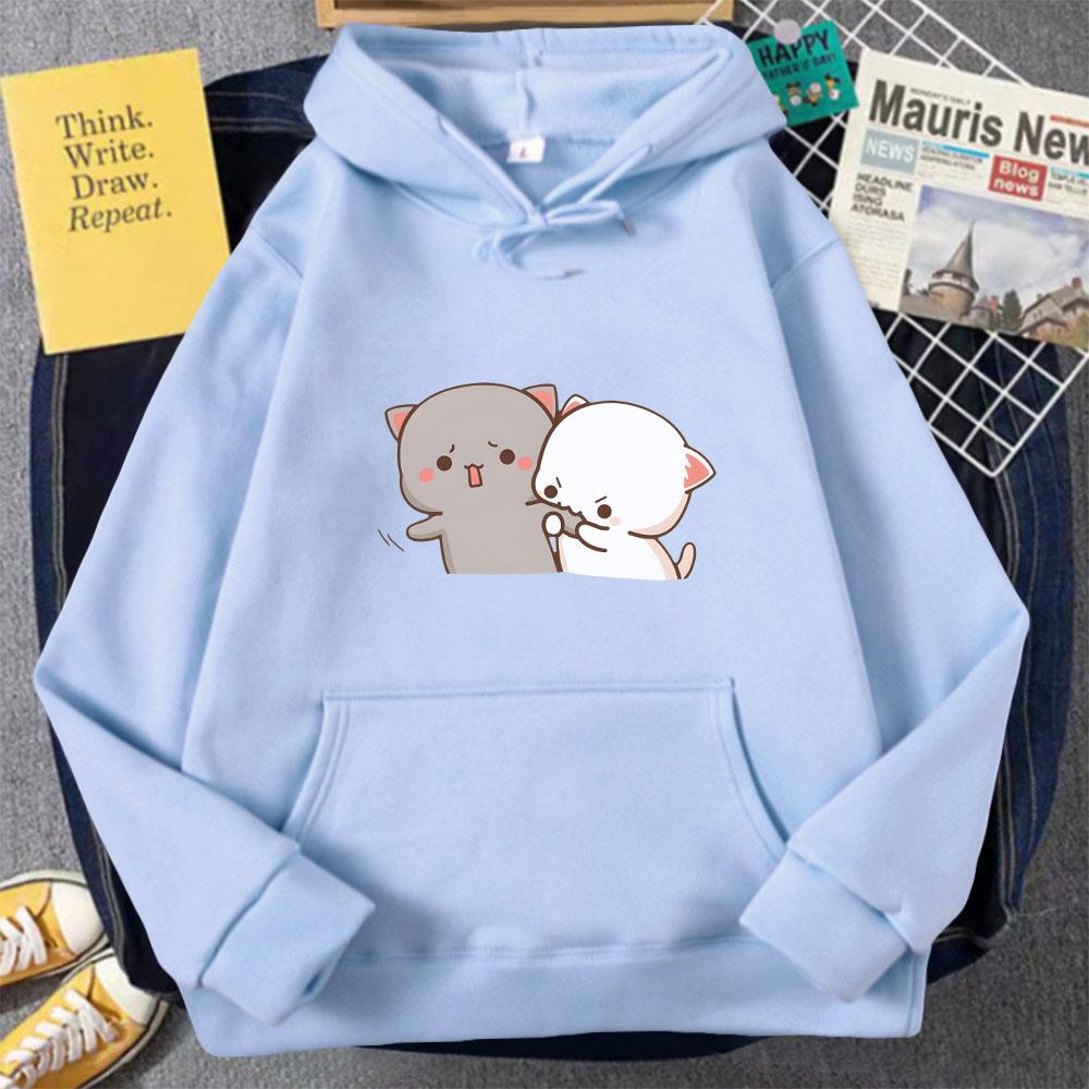 Толстовка с длинными рукавами Peach And Goma, персиковая кошка моти, милая романтическая одежда Kawaii для бойфренда, спортивная одежда в стиле Харадзюку