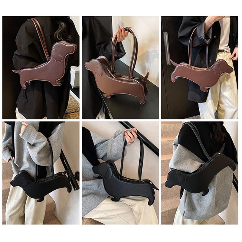 Смешная сумка-тоут в виде собаки-таксы, женская сумка, однотонная, из ПУ кожи, на плечо, сумки-тоут, женская, милая, креативная, в японском стиле, кавайная сумка