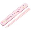 Chopsticks and Chopstick Case Set with Hello Kitty and Sanrio Flower Wreath Design, 18cm, Antibacterial, for Adults, Made In Japan, ABC3AG-A