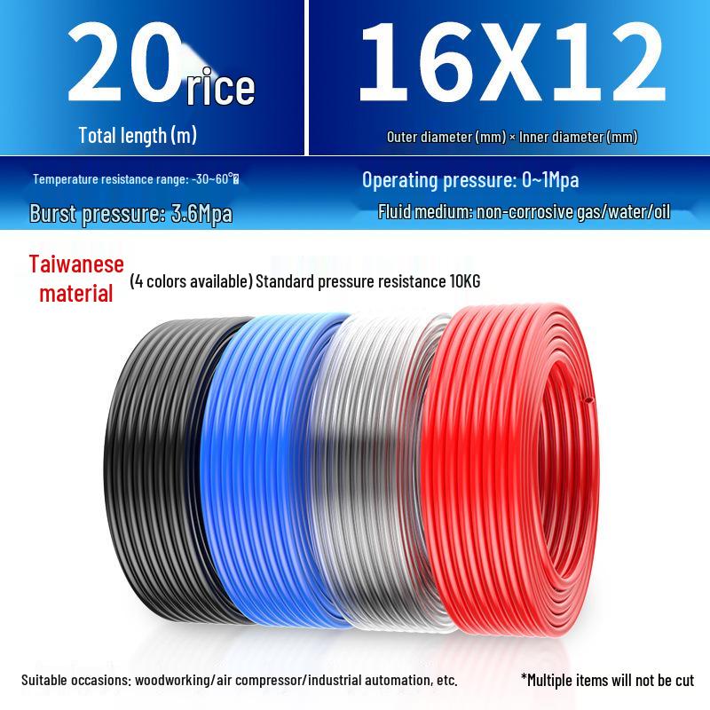 High-Pressure PU 8mm Pneumatic Air Compressor Hose, Transparent, Available in 10/6.5mm and 4/6/12/14/16mm Sizes