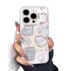 Серебристый градиентный чехол для телефона с кошкой для серии Apple 11-16, Аниме-дизайн, Защита от падений