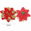 Christmas Red Gold Glitter Flowers Artificial Poinsettia Flower for Xmas Tree Ornaments Navidad New Year Party Home Decoration