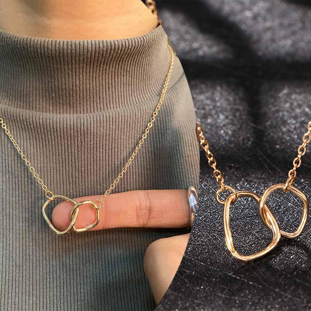 Fashion Women Simple Irregular Temperament Double Ring Choker Clavicle Chain Neck Chain Necklace