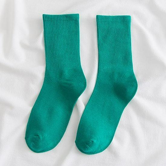 Women's Colorful Mid-Calf Cotton Socks - Korean-Style, Sweat-Absorbent, Odor-Resistant, Thin Slouch Socks for Spring and Autumn