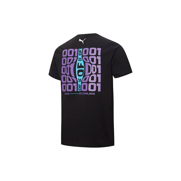 Puma Ангел Алфавит Числовой принт с круглым вырезом Повседневная футболка с коротким рукавом Мужские топы Черный 537122-01
