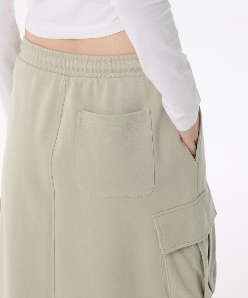 MUSINSA STANDARD WOMAN Женская длинная юбка-карго из махрового трикотажа, на плоской подошве [Светло-бежевый]